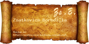 Zsatkovics Borbála névjegykártya